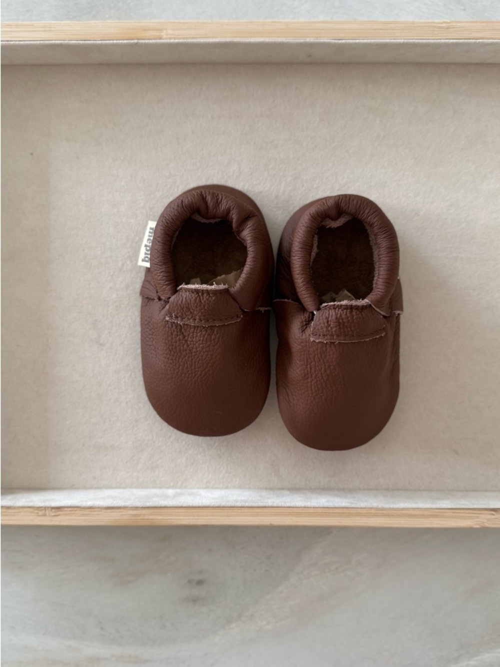 Mepiq Brown Genuine Leather Baby Moccasins Shoes 0-6M Soft Sole